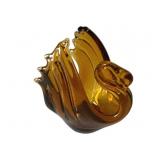 Vintage Blown Amber Glass Swan - 5 x 3.5 x 4