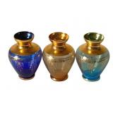 3 Glass Overlay Vases - 5' Tall