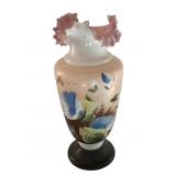 Painted Bristol Glass Vase - 16' Tall