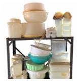 2 Shelf Lot of Plastic Containers