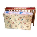 Vintage Wood Crib w/ Mattress - 41 x 30 x 30
