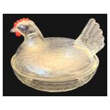 Glass Hen on Nest - 7 x 5.5 x 5.5