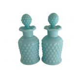 Pair Blue Hobnail Perfumes - 5' Tall