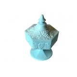 Imperial Blue Milk Glass Candy Jar - 8' Tall