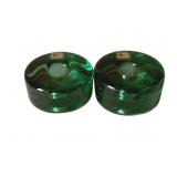 Pair Blenko Green Candleholders