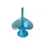 Fenton Blue Glass Basket - 11 x 6 x 7.5