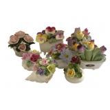 8 English Porcelain Flowers