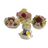 5 Engish Porcelain Flowers