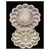 2 Deviled Egg Glass Plates - 10', 11' Round