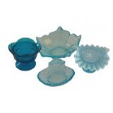 4 Vintage Blue Glass Items