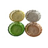 4 Heisey Oak Leaf Glass Coasters