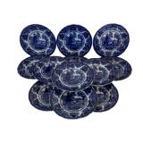 12 Flow Blue Plates - 8' Round