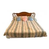 King Size French Headboard Bed w/ Bedding