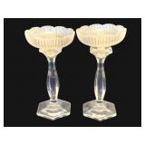 Pair Heisey Candlesticks w/ Bobeches