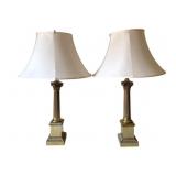 Pair Brass Lamps - 32' Tall