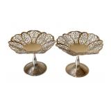 2 Silver Plated Compotes - 5' Tall