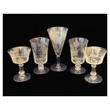 5 Elegant Etched Stemware