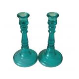 Pair Glass Candleholders - 8' Tall