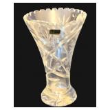 Lead Crystal Cut Vase - 8.5 Tall