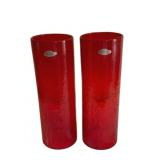 2 Blenko Red Cylinder Vases