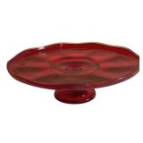 Ruby Red Glass Cake Stand - 12 x 3.5