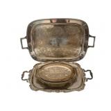 Lot of Silver Plated Serving Trays & More