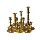 Lot of Assorted Brass Candleholders