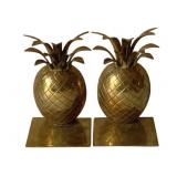 2 Brass Pineapple Bookends - 10 x 6 x 4