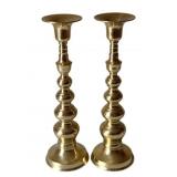 Pair Brass Candleholders - 10' Tall