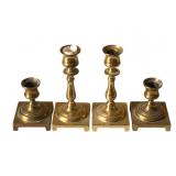 4 Brass Candleholders - 3.5', 6' Tall