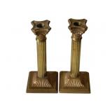 Pair Brass Candleholders - 8' Tall