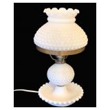 Milk Glass Hobnail Lamp - 12' Tall