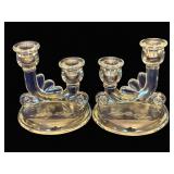 Pair Jeanette Glass Candleholders - 6 x 6
