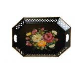 Hand Painted Toleware Tray - Signed  - 15 x 20