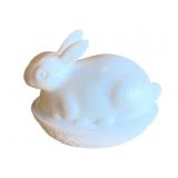 Milk Glass Rabbit on Nest - 5 x 3 x 5
