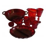 Assorted Vintage Ruby Red Glassware