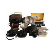 Lot of Assorted Vintage Cameras & Accessories