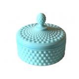 Fenton Blue Hobnail Covered Box - 5 x 4.5