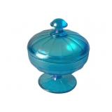 Fenton Blue Carnival Candy- 6.5' Tall