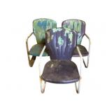 3 Metal Outdoor Springer Chairs - 38 x 20 x 18