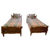 Matching Pair Twin Beds w/ Bedding