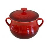 Le Creuset Red Stoneware Bean Pot w/ lid