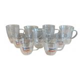 9 Glass Coffee Mugs - 3.5", 4" Tall