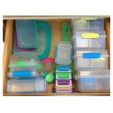 Drawer Lot of Assorted Plastic Containers