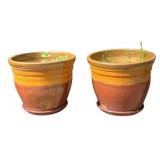 2 Stoneware Planters - 18.5 x 18