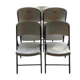 5 Lifetime Hard Plastic Folding Chairs
