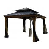 Wood/Metal Hardtop Gazebo - 132 x 132 x 150