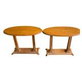 2 Wood Oval Tables - 30 x 14.5 x 24