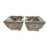 2 Concrete Planters - 13.5 x 13.5 x 9