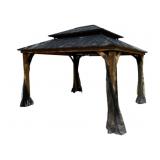 Wood/Metal Hardtop Gazebo - 132 x 132 x 150